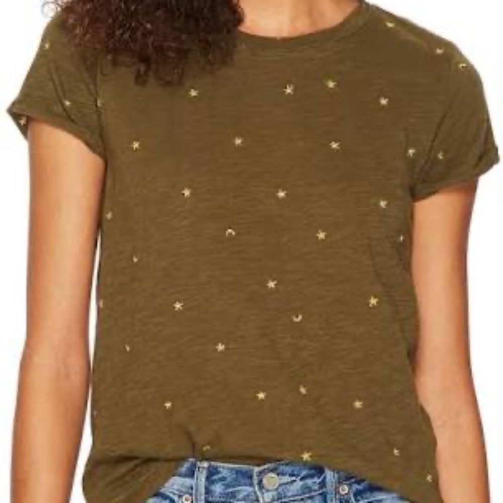 Lucky Brand Stars and Moon Tee Color Dark Olive Size Small